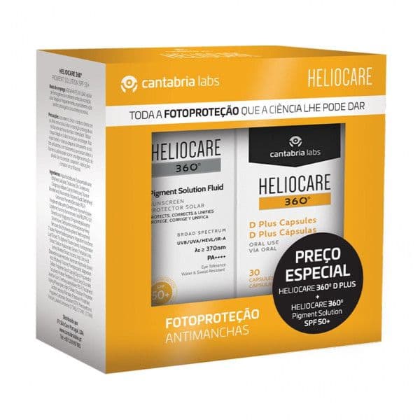 Heliocare 360º Pigment Solution Fluido SPF50+ 50ml + D Plus 30 Cápsulas Coffret