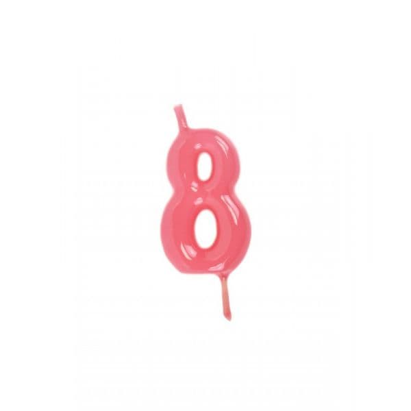 VelasMasRoses Vela de Aniversário nº8 6cm Rosa