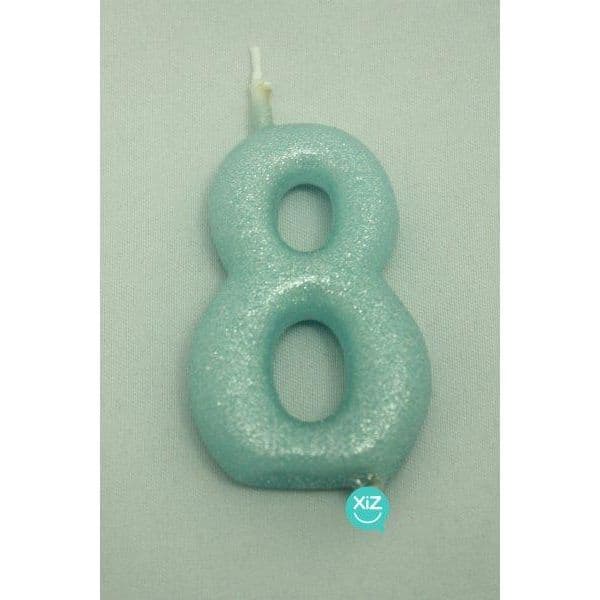 Velasmasroses Vela 6cm Nº8 Glitter Azul Bebé - 290000322