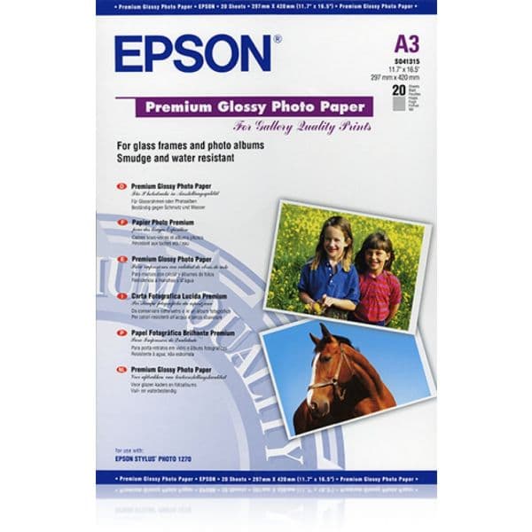 Epson Resma 20Fls Papel A3 255g Premium Glossy Papel Fotográfico - S041315