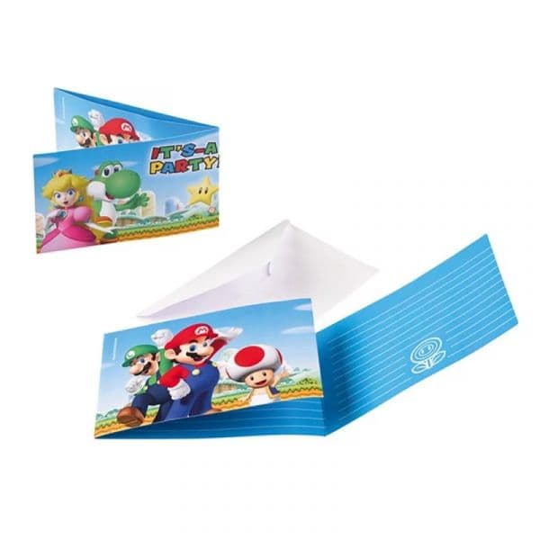 Amscan Convites e Envelopes para Festa Super Mario 8 Unidades