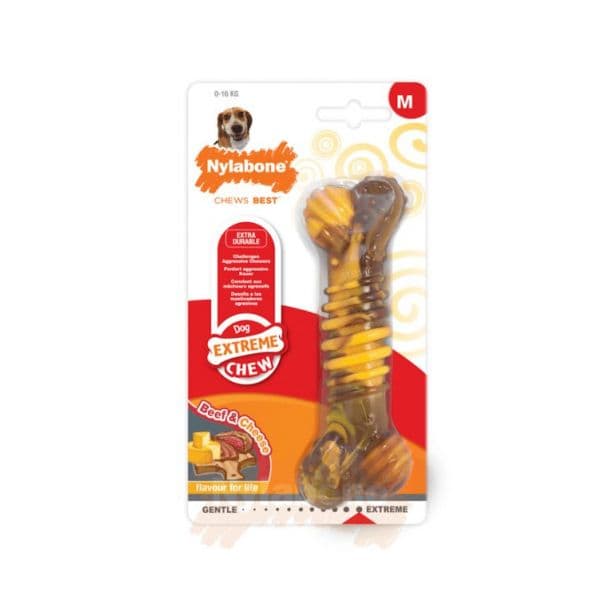 Nylabone Osso Mordedor Dura Chew Cheesesteack Sabor a Bife & Queijo Xl
