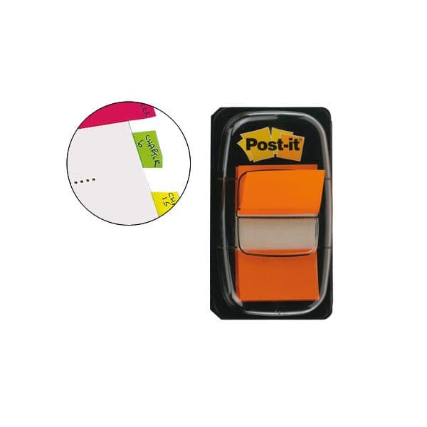 Post-it Separadores de Índice 25.4 x 43.2 mm Laranja Embalagem de 50 c/ Dispensador 680-4 Bloco 50 Un. - 215001