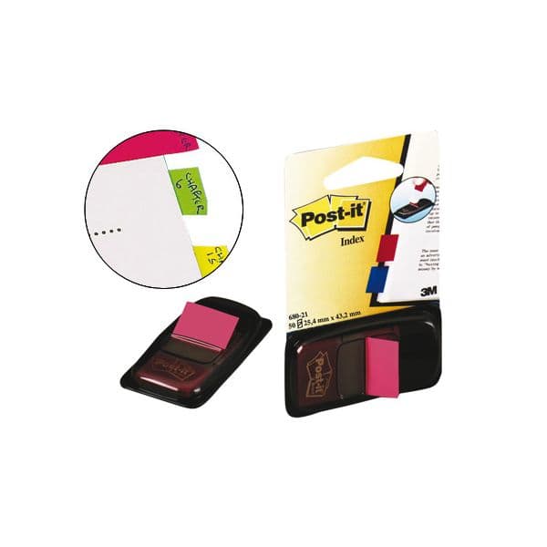 Post-it Separadores de Índice 25.4 x 43.2 mm Rosa Embalagem de 50 c/ Dispensador 680-21 - 291894