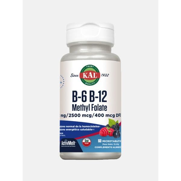 KAL B6 + B12 Methyl FolatemMixed Berry 60 Comprimidos Sublinguais