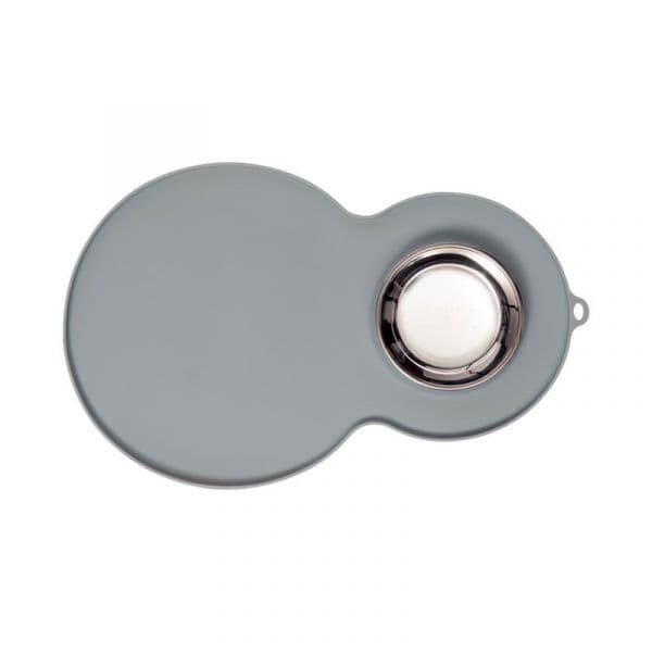 Catit Base de Silicone 45x30cm + Comedouro Inox Grey