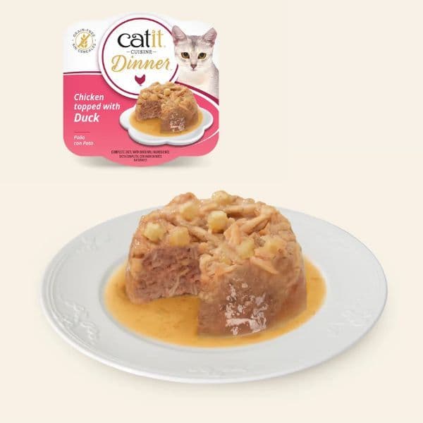 Ração Húmida Hagen Catit Cuisine Dinner Frango Pato Batata 75g