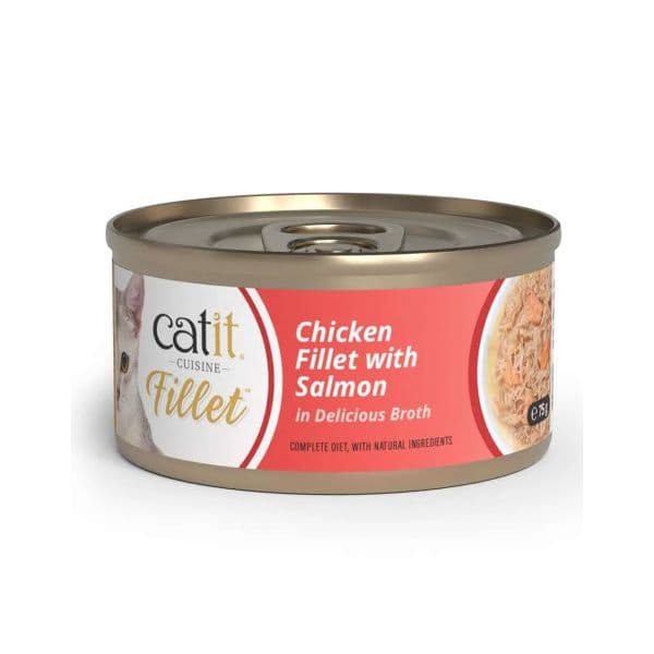 Ração Húmida Catit Cuisine Fillet Frango Desfiado com Salmão 75g