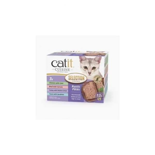 Ração Húmida Catit Cuisine Selection Rustic Pâtés Multipack 12x95g