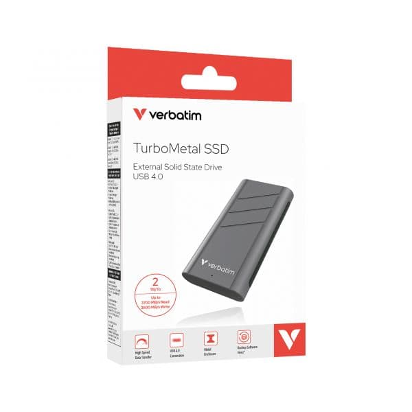 Disco Externo SSD Verbatim 2TB 32022 USB4 TurboMetal Preto