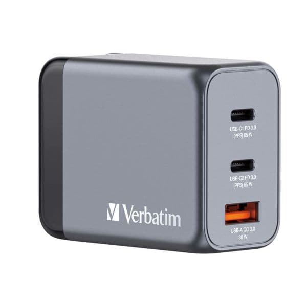 Verbatim Carregador de Parede GaN 65W Preto