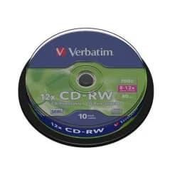 VERBATIM CD-RW Serl 700MB 12X Scratch Resistant Surface Cake 10
