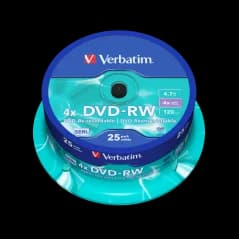 VERBATIM DVD-RW Serl 4.7GB 4X Matt Silver Surface Cake 25