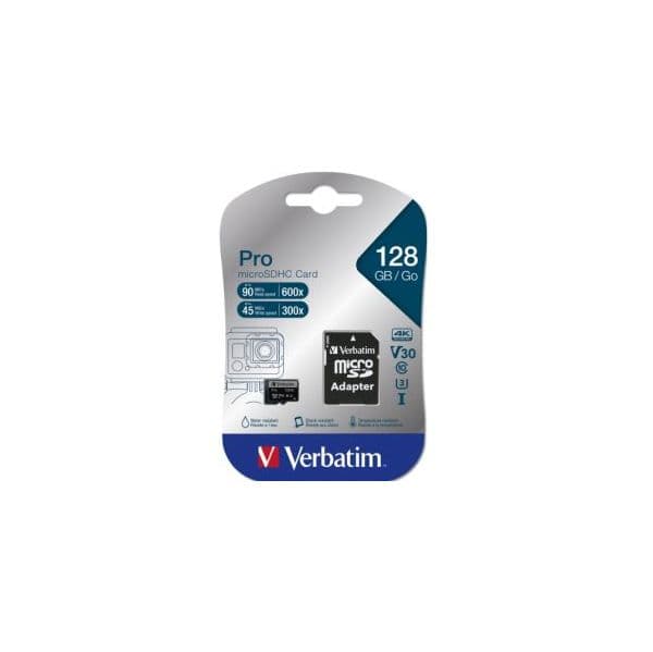 Verbatim 128GB Micro SDHC Pro Class 10 UHS-I + Adaptador SD - 47040