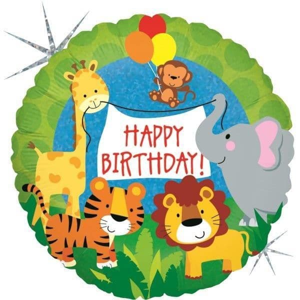 Grabo Balão Foil 18" Happy Birthday Selva Holográfico - 460036569