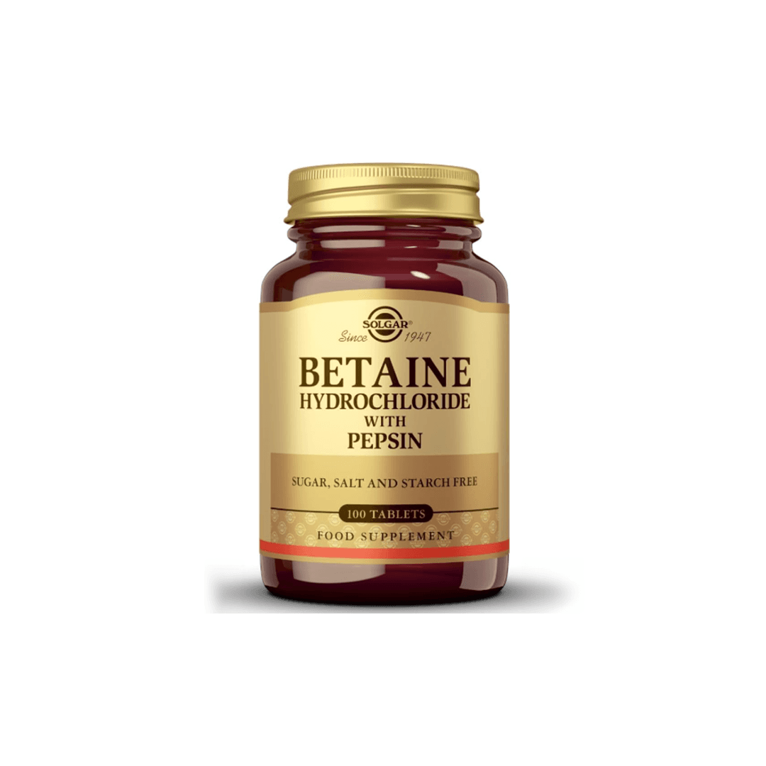 Solgar Betaine Hydrochloride with Pepsin 100 Cápsulas