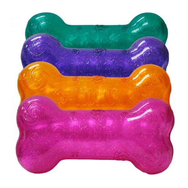 Kong Brinquedo Cão Squeezz Crackle Osso Laranja