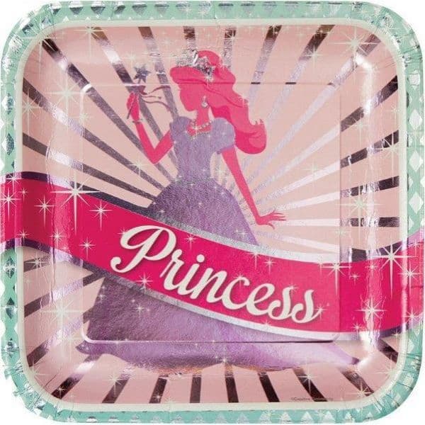 Pratos Aniversário Princesa Quadrados - 120425587