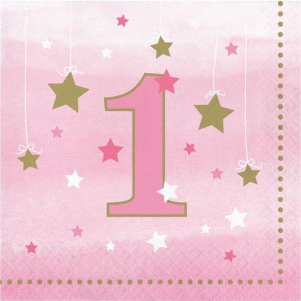 Creative Converting Guardanapos One Little Star Rosa - 120322252