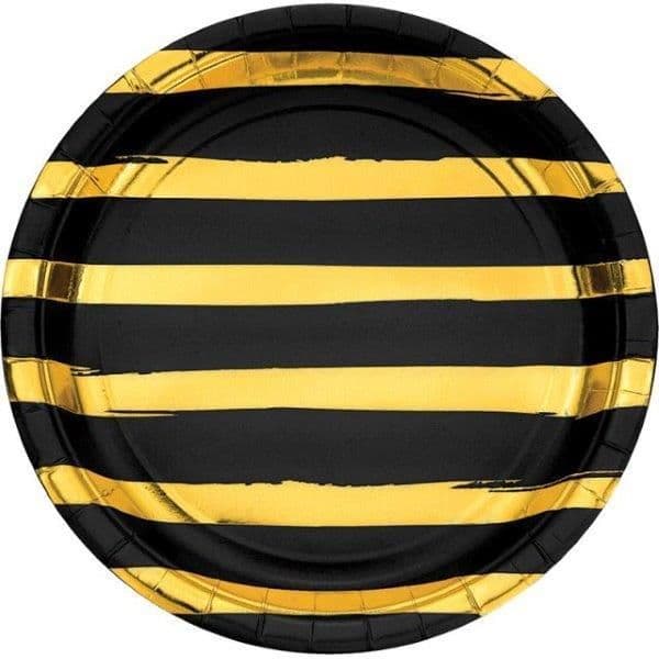 Creative Converting Pratos 23cm Black & Gold Foil - 120329933