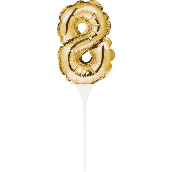 Creative Converting Topo de Bolo Mini Balão Foil Nº 8 Dourado - 120331864