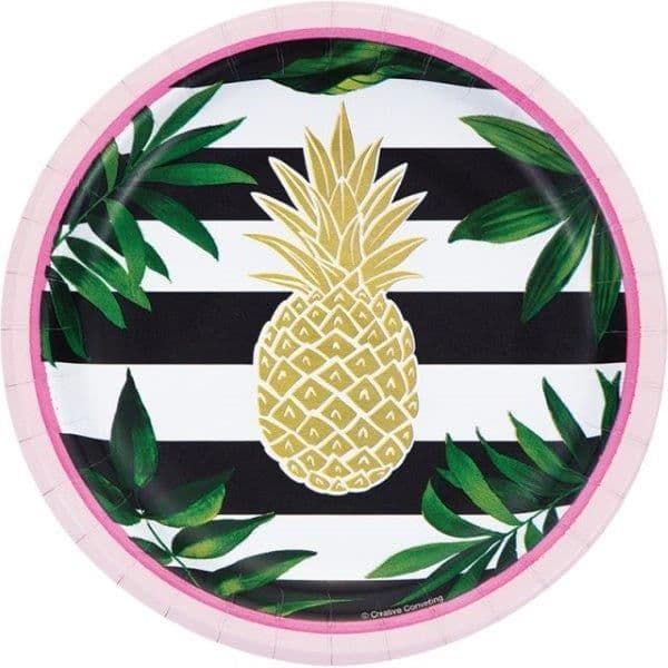 Creative Converting Pratos 18cm Gold Pineapple - 120332536