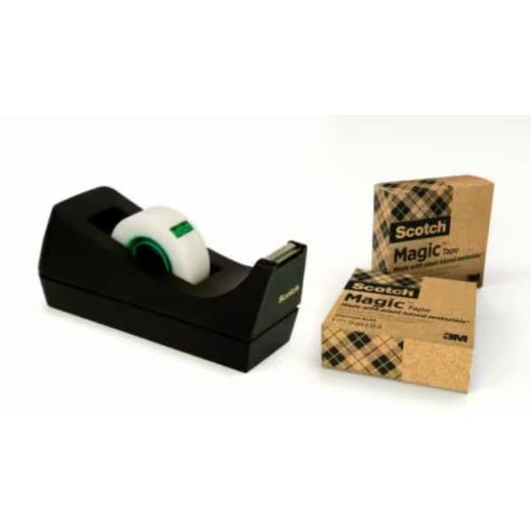 3M Dispensador de Fita C38 para Secretária Preto com 3 Fitas Magic 900 33m x 19mm