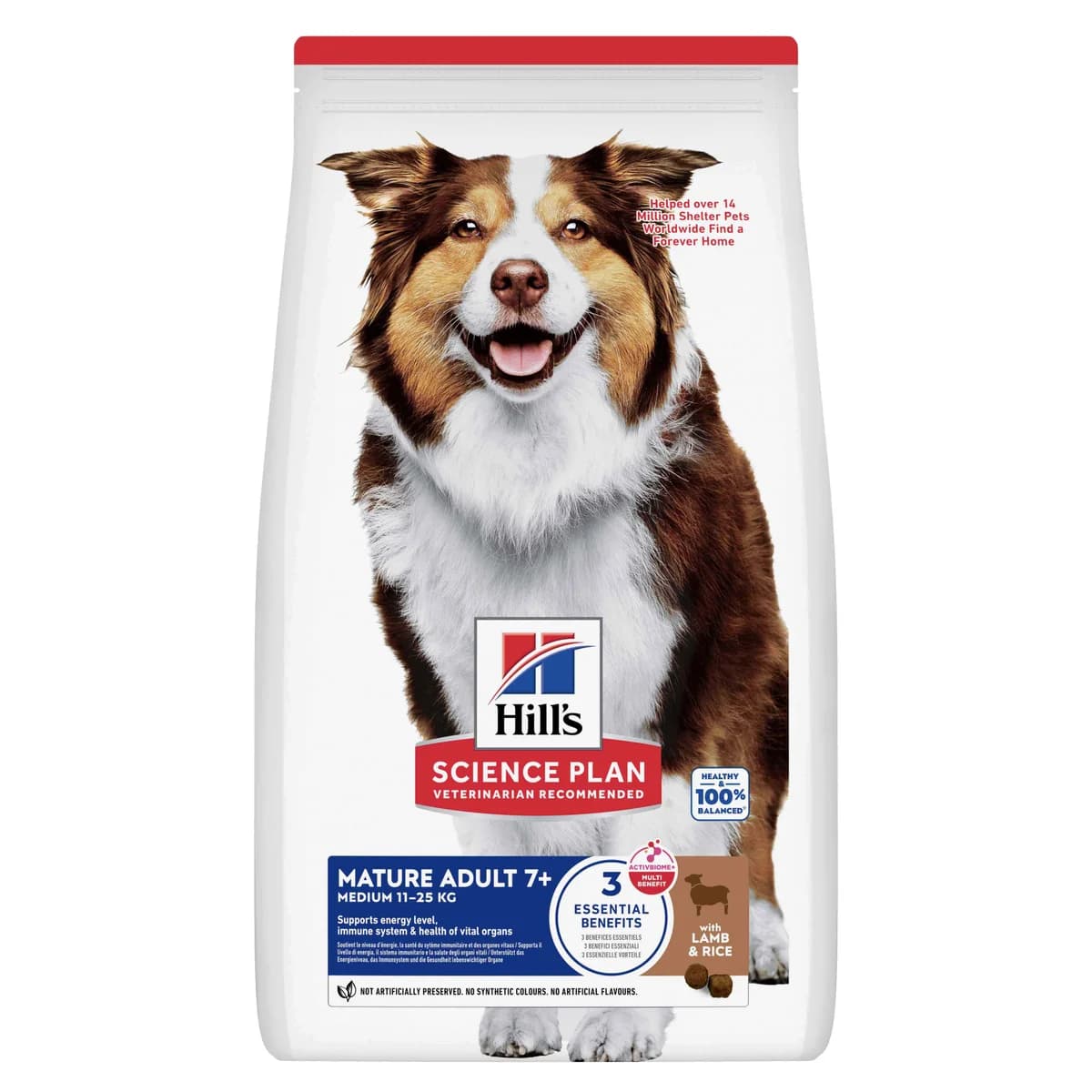 Hill's Science Plan Mature Adult 7+ Medium com Borrego e Arroz - Alimento seco para cães séniores de raça média