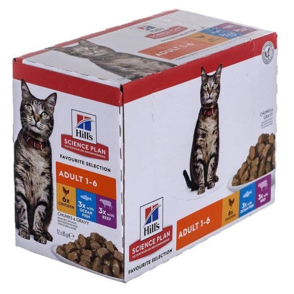 Ração Húmida Hill's Science Plan Multipack Frango, Peixe Oceano & Vaca 12x85g