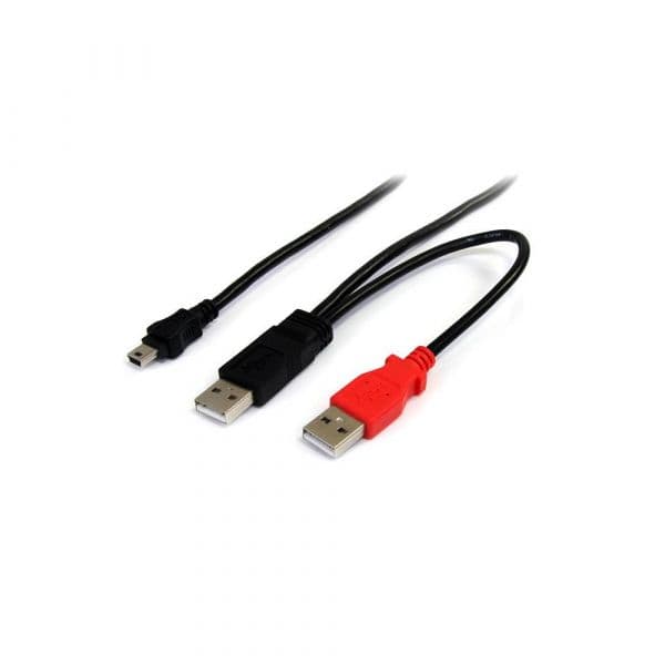 Startech Cabo Mini-usb B Macho - 2xUSB a Macho (1,8 Mts) Preto/vermelho - USB2HABMY6