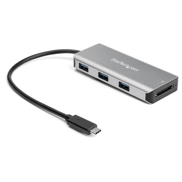 Startech Hub USB-C para 3x USB 3.0 com Leitor de Cartões Grey