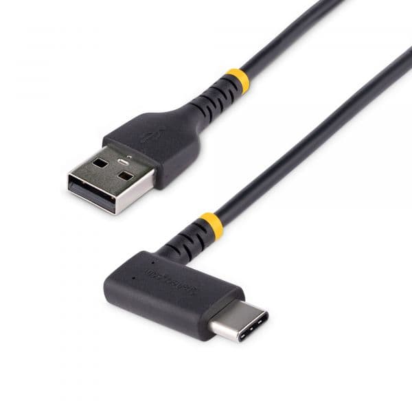 Startech Cabo USB-A para USB-C Angulado 1m Preto Fibra de Aramida USB 2.0