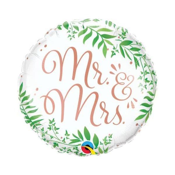 Qualatex Balão Foil 18" Mr. & Mrs. Elegant Greenery - 020010402
