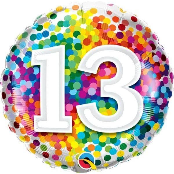 Qualatex Balão Foil 18" 13 Anos Rainbow Confetti - 020013529
