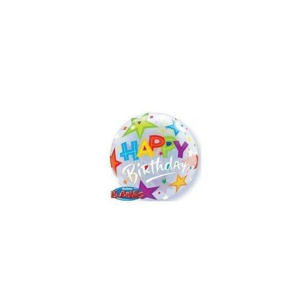Qualatex Balão Bubble Happy Birthday Estrelas Brilhantes - 020023595