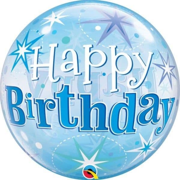 Qualatex Balão Bubble 22" Aniversário Blue Starbust Sparkle - 020048433