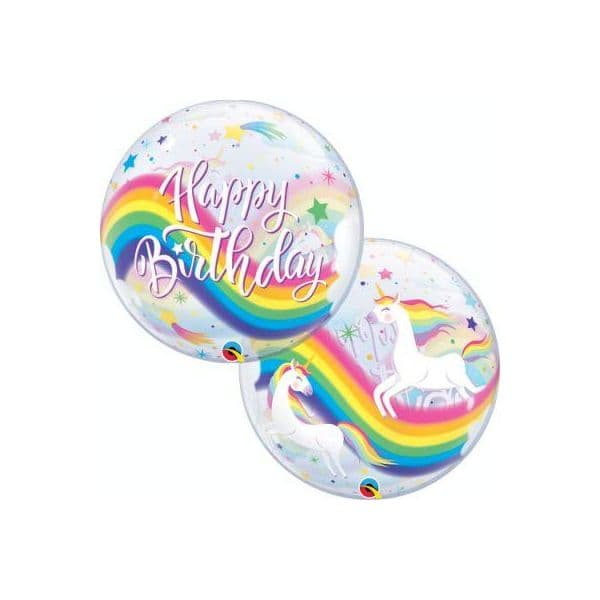 Balão Bubbles Happy Birthday Unicórnio 56cm