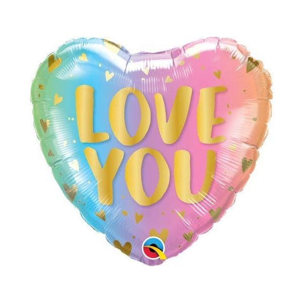 Qualatex Balão Foil 18" Love You Pastel Ombre & Hearts - 020097433