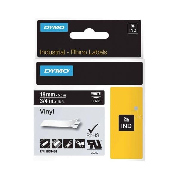 DYMO Fita Branco Sobre Preto (5,5 mts/1,9cm) - 1805436