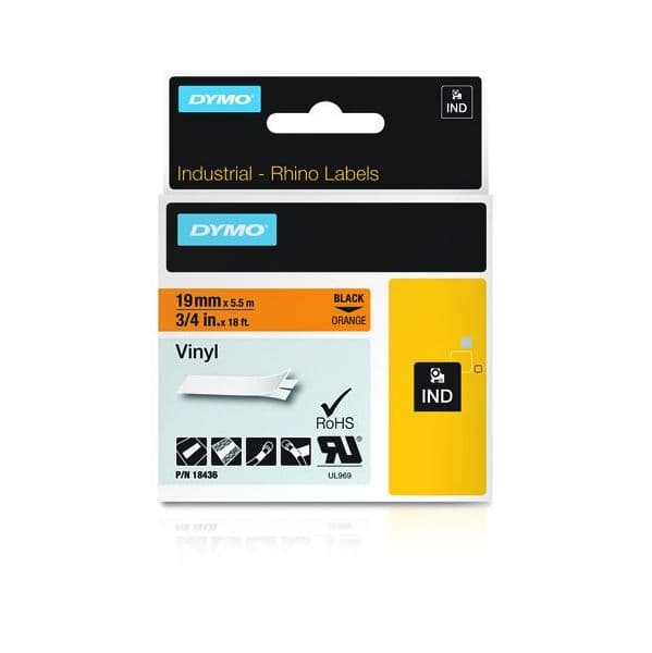 Dymo Fita Rhinopro Vinil 19Mm Laranja