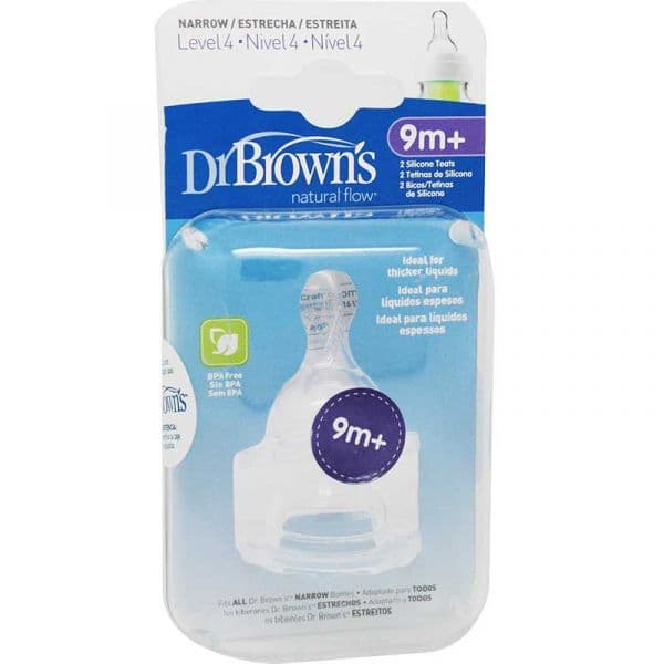 Dr Brown's Tetina Standard Nível 4 9M+ 2 Tetinas