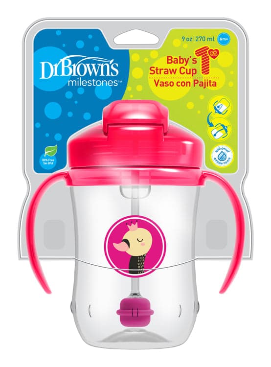Dr Browns Copo Palhinh Rosa 270ml,