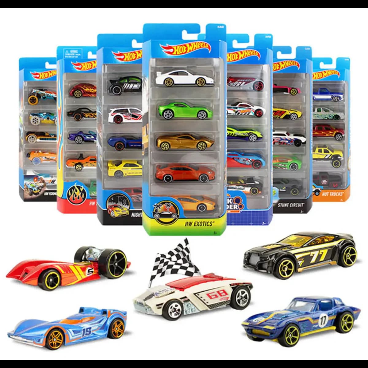 Mattel Hot Wheels - Pack de 5 Carros Ferrari - Sortido