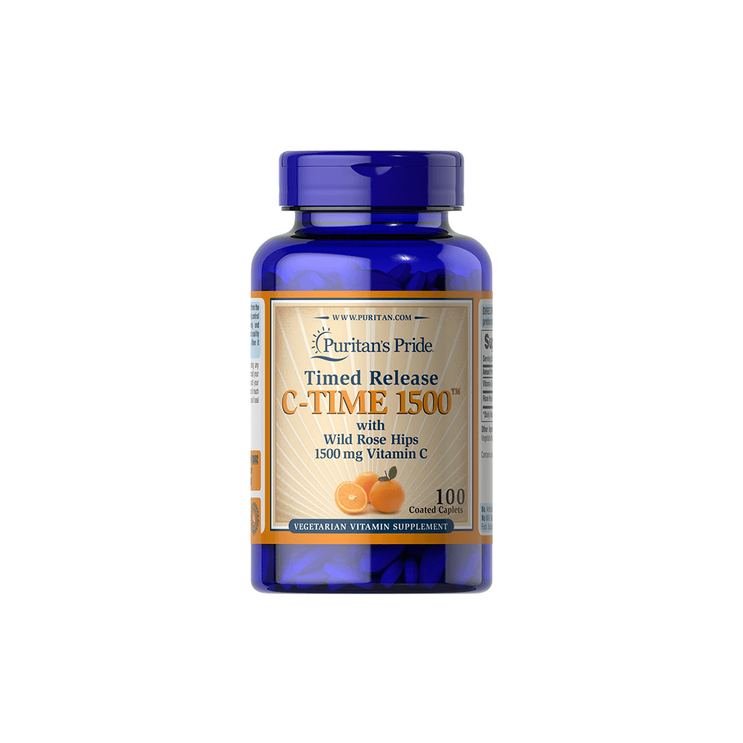 Timed Release Vitamin C-1500 mg with Wild Rose Hips 100 Coated Caplets