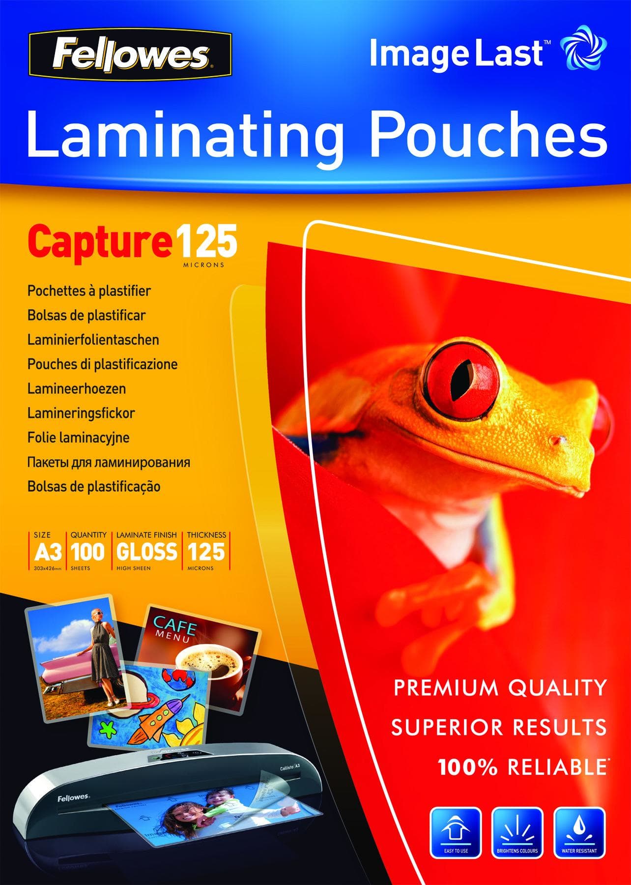 Fellowes 100 un. Bolsa Encadernação A3 Laminate Brightness 125mc - 5307506