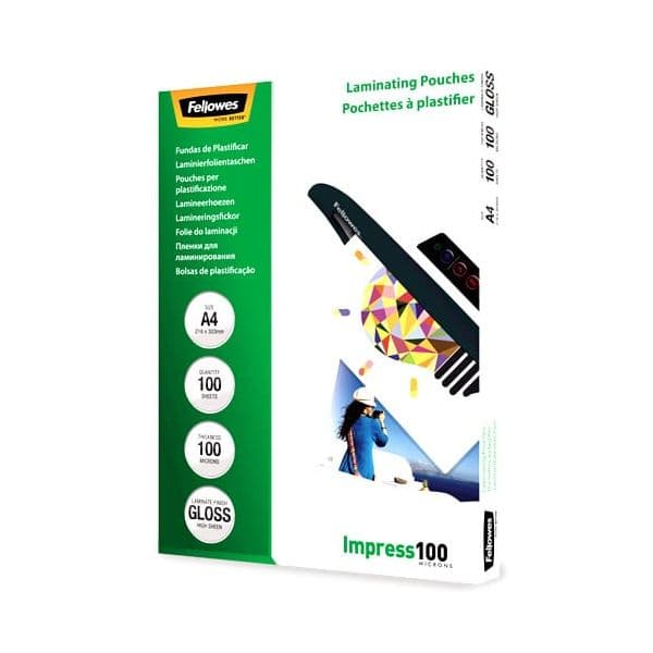 Fellowes Bolsas de Plastificar A4 Brilho 100 Microns 100 Unidades