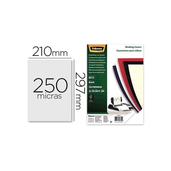 Fellowes Capas p/ Encadernar A4 Delta Couro 100 Fls 250g Preto