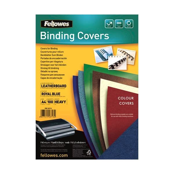 Fellowes Capas p/ Encadernar A4 Delta Couro 100 Fls 250g Royal Azul