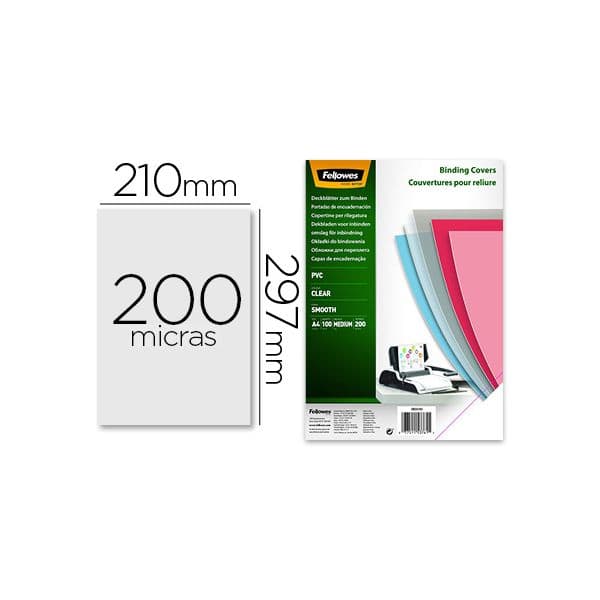Fellowes 100 un. Fls Acetato Encadernação A4 PVC 200mc Clear