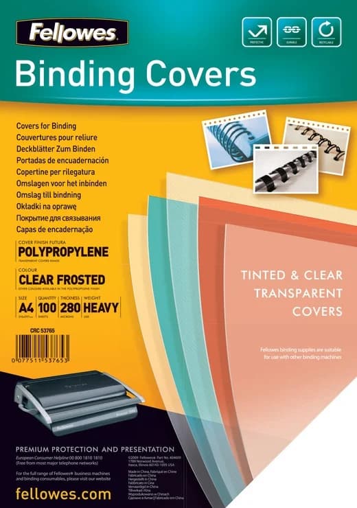 Fellowes Capas Polipropileno A4 300 Micras 100 Unidades